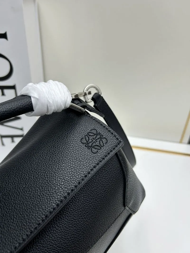 LOEWE Black Grained Leather Satchel Bag 24cm - Image 4