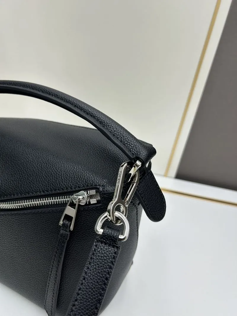 LOEWE Black Grained Leather Satchel Bag 24cm - Image 6