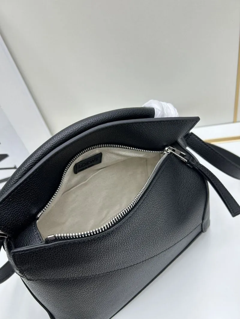 LOEWE Black Grained Leather Satchel Bag 24cm - Image 7