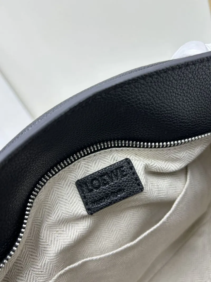 LOEWE Black Grained Leather Satchel Bag 24cm - Image 8