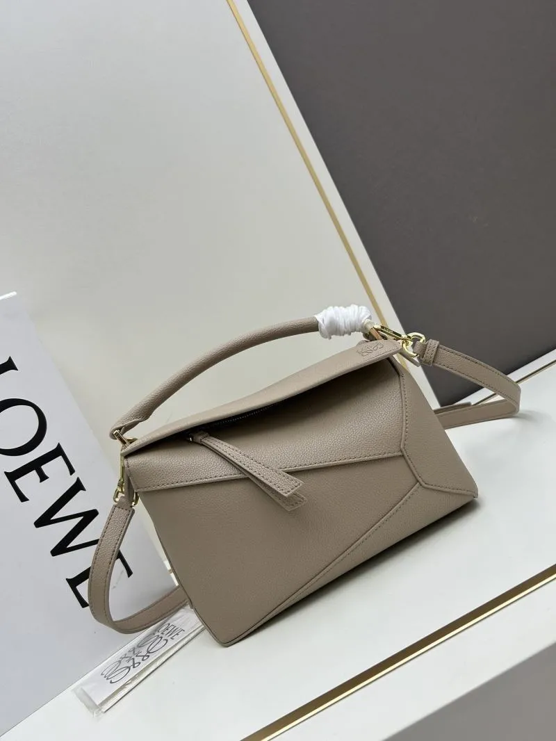 Loewe Taupe Leather Satchel Crossbody Bag
