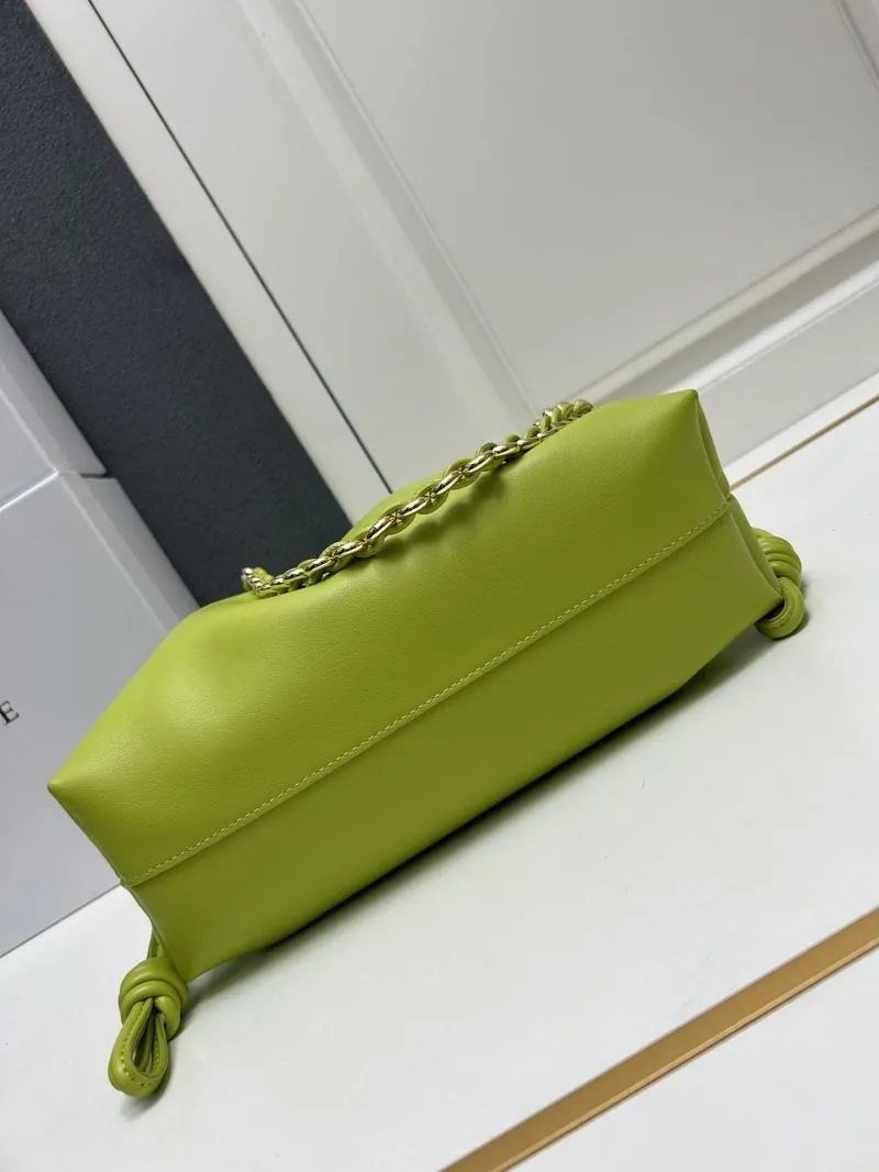 LOEWE Lime Green Chain Drawstring Satchel Bag H03121 - Image 6