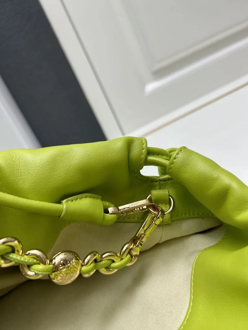 LOEWE Lime Green Chain Drawstring Satchel Bag H03121 - Image 7