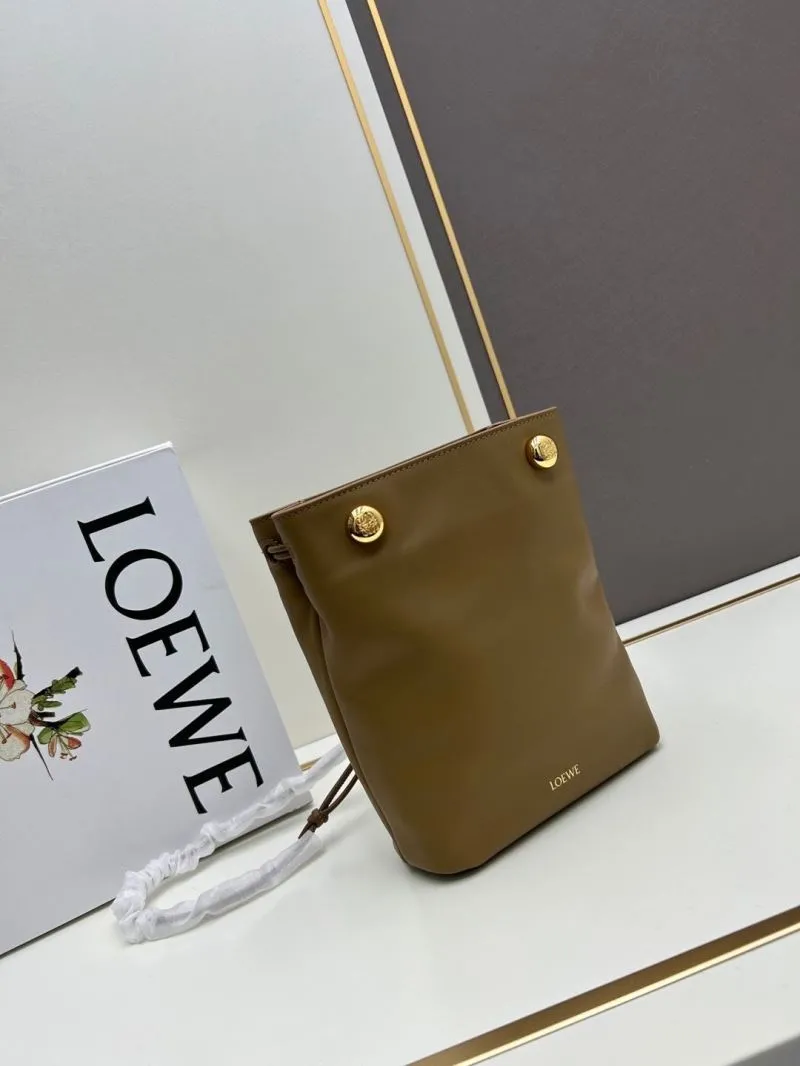 Alternative view of LOEWE Brown Drawstring Bucket Bag 260099
