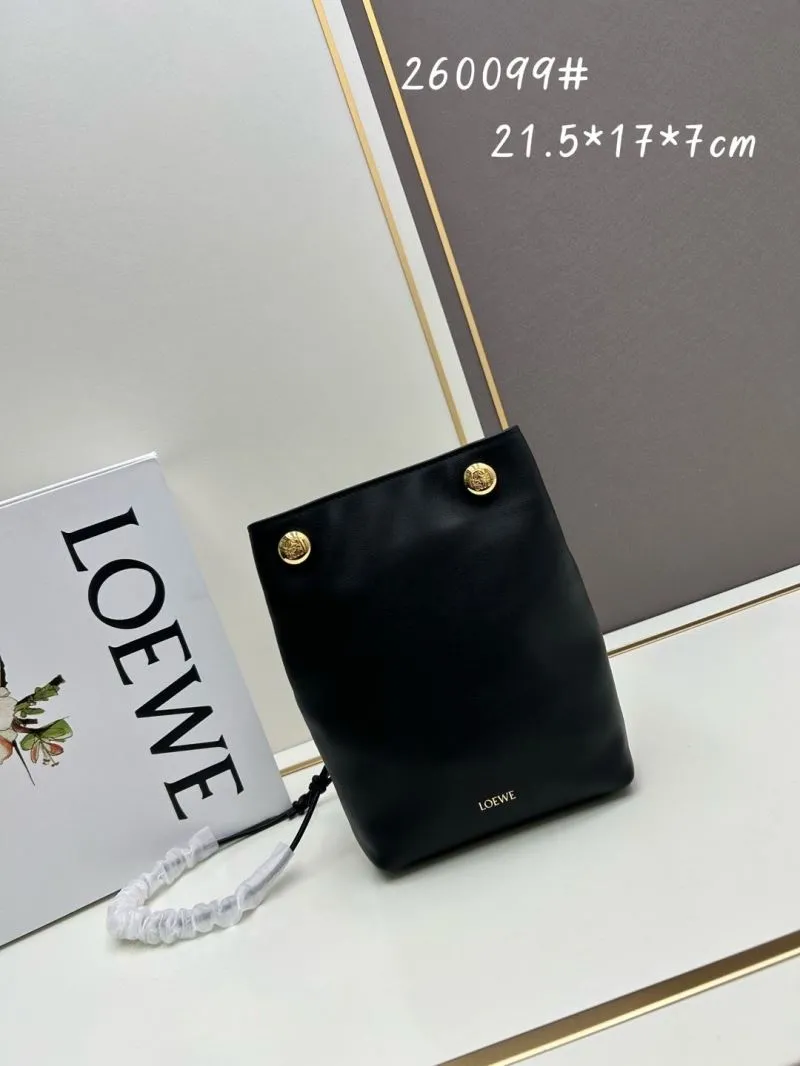 LOEWE Black Leather Bucket Bag