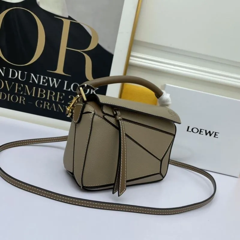 LOEWE Beige Leather Satchel Crossbody Bag