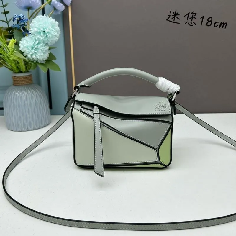 Loewe Mini 18cm Gray Green Crossbody Satchel Bag