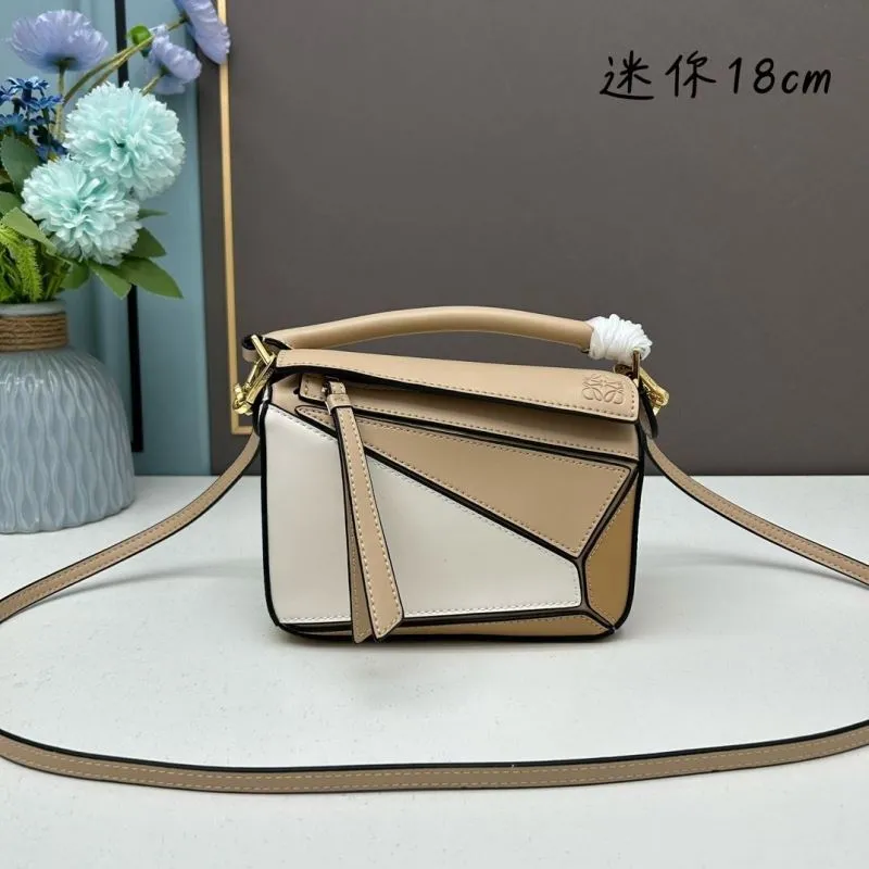 Loewe Mini 18cm Beige White Satchel Bag