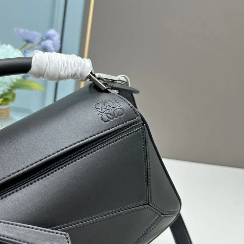 Loewe Black Leather Satchel Bag 919 - Image 5