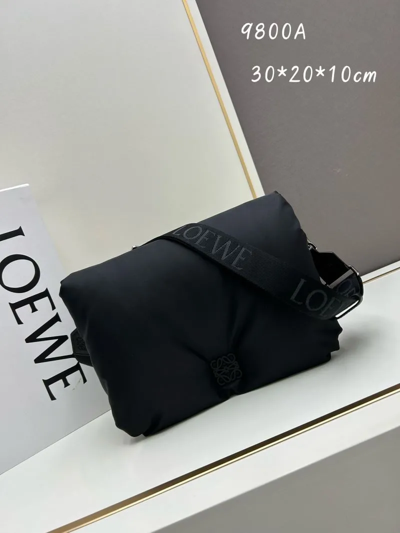LOEWE Black Nylon Crossbody Bag 9800A 30x20x10cm