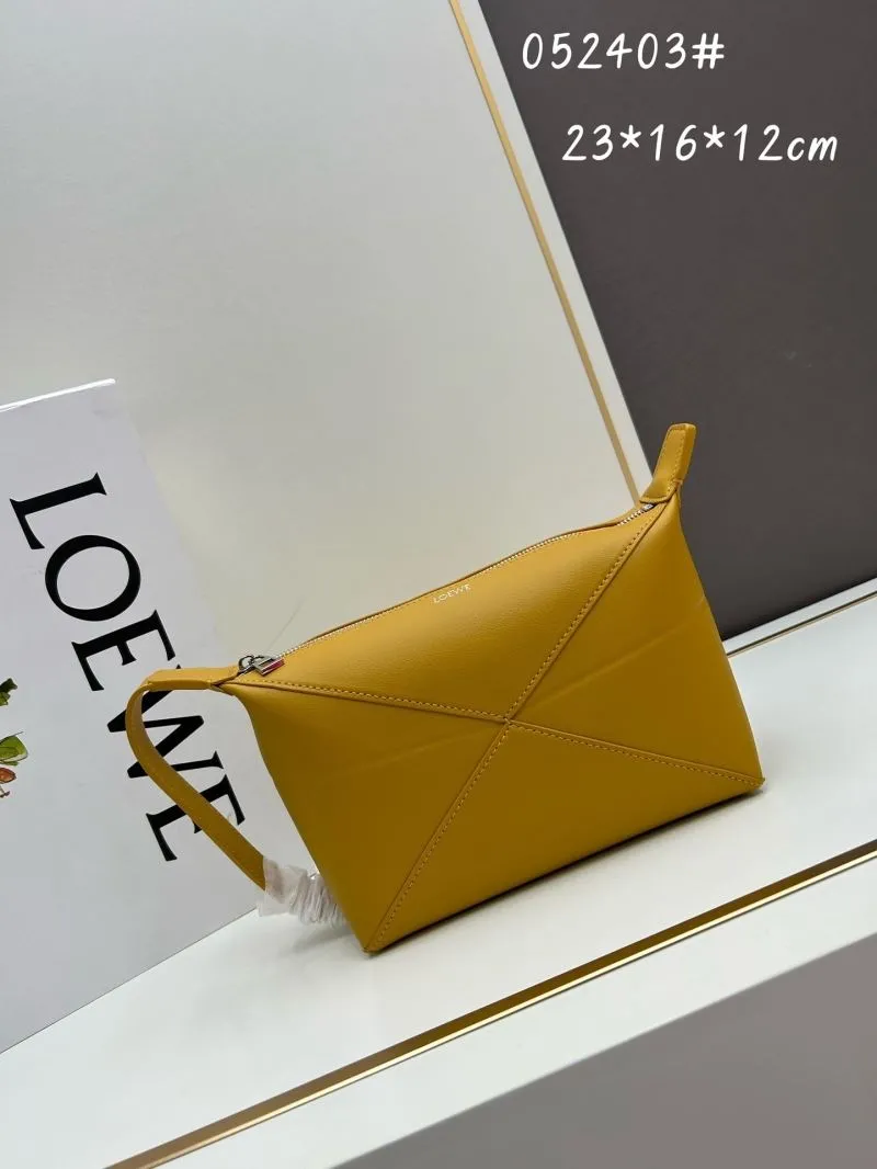 Loewe Yellow Leather Satchel Bag 052403 23x16x12cm