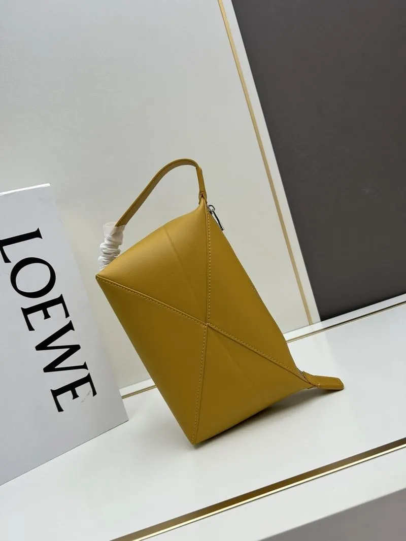 Loewe Yellow Leather Satchel Bag 052403 23x16x12cm - Image 4
