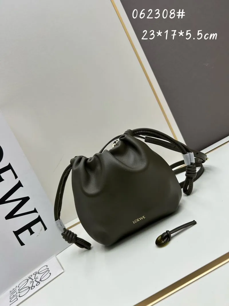 LOEWE Olive Green Bucket Crossbody Bag 062308
