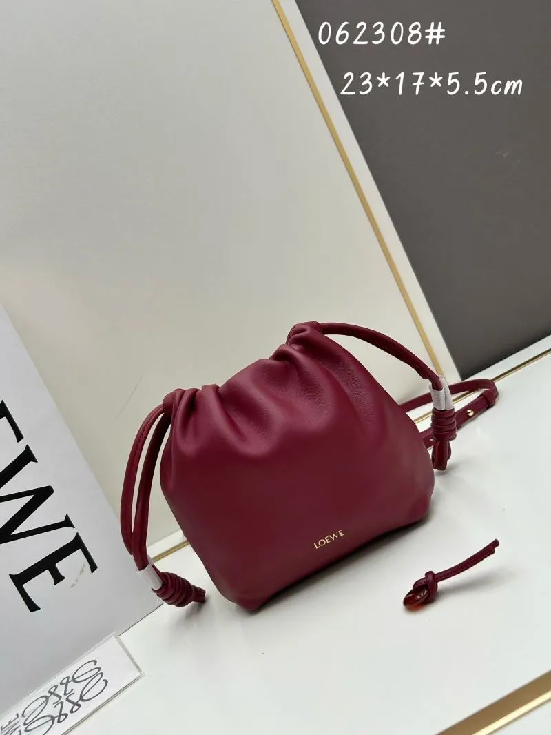 LOEWE Burgundy Bucket Crossbody Bag 062308