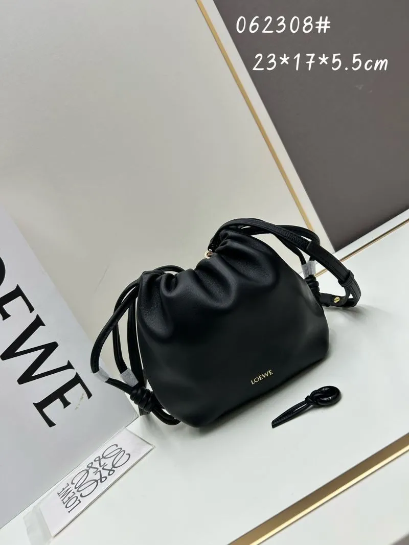LOEWE Black Drawstring Bucket Crossbody Bag 062308
