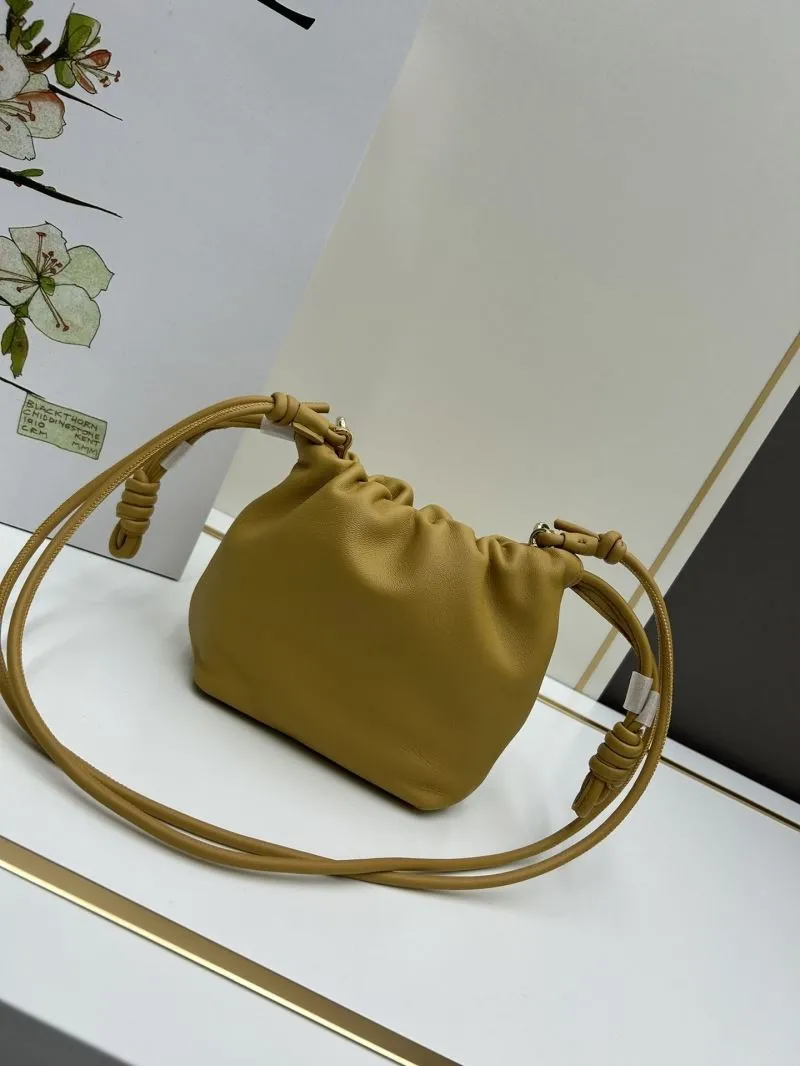 LOEWE Mustard Yellow Drawstring Crossbody Bucket Bag 260810 - Image 3