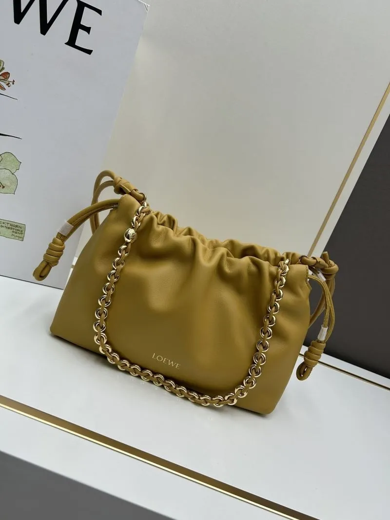 Loewe Mustard Yellow Chain Drawstring Satchel Bag