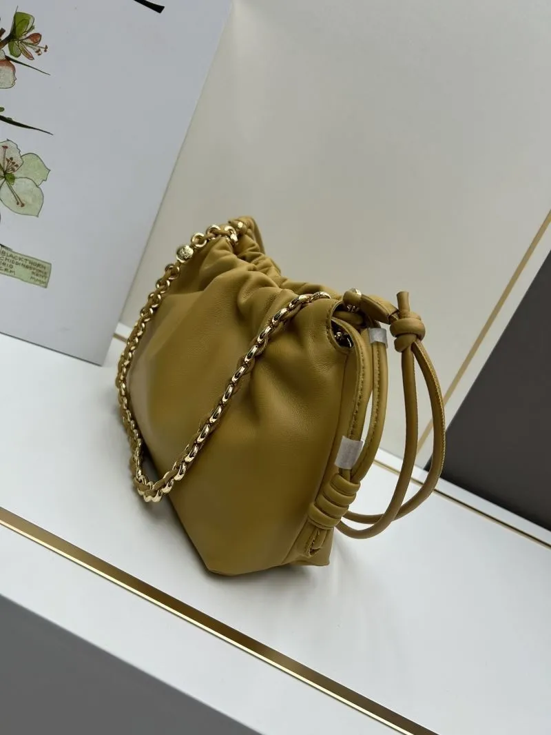 Alternative view of Loewe Mustard Yellow Chain Drawstring Satchel Bag