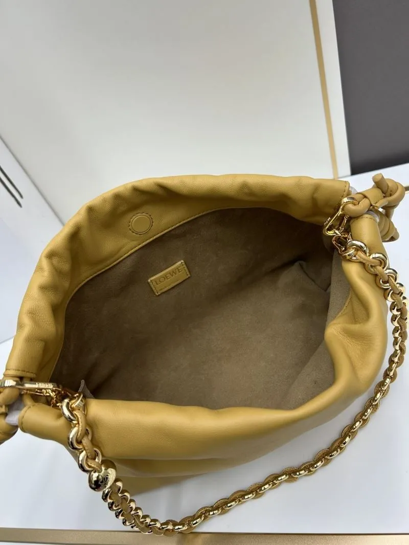 Loewe Mustard Yellow Chain Drawstring Satchel Bag - Image 7