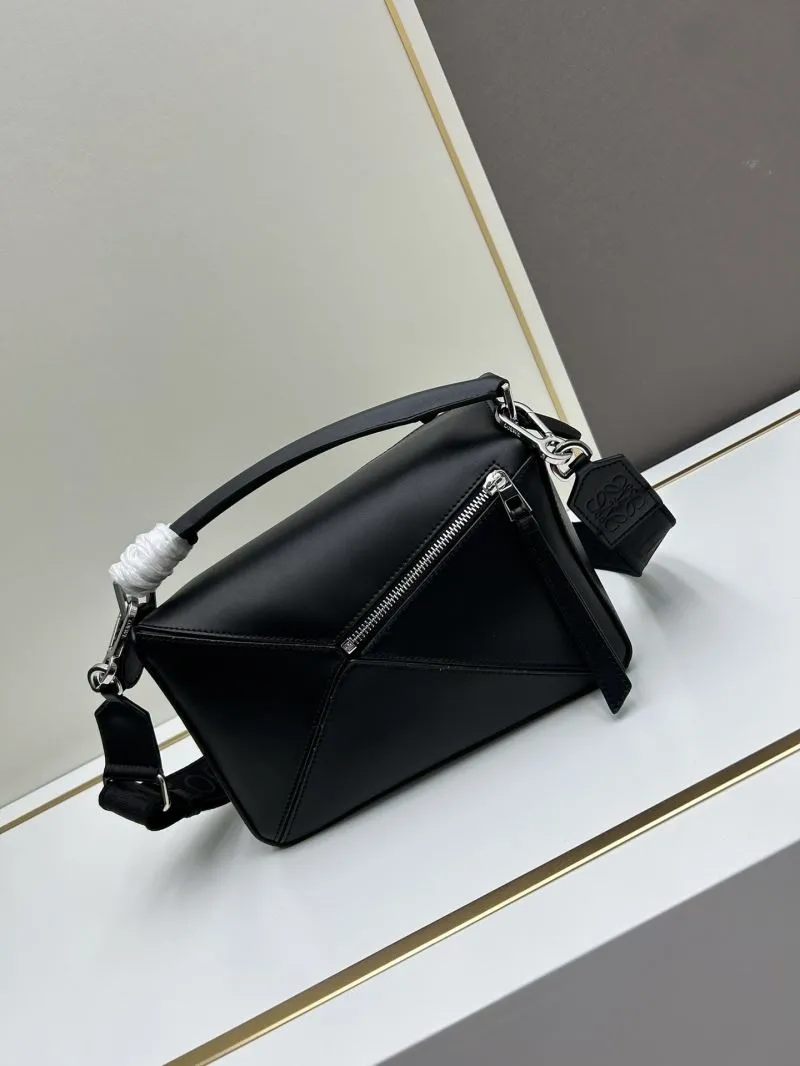 Loewe Black Leather Puzzle Crossbody Satchel Bag - Image 3