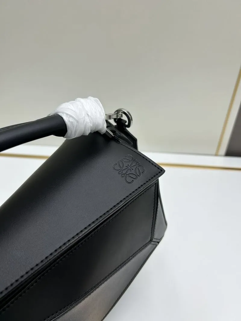 Loewe Black Leather Puzzle Crossbody Satchel Bag - Image 4
