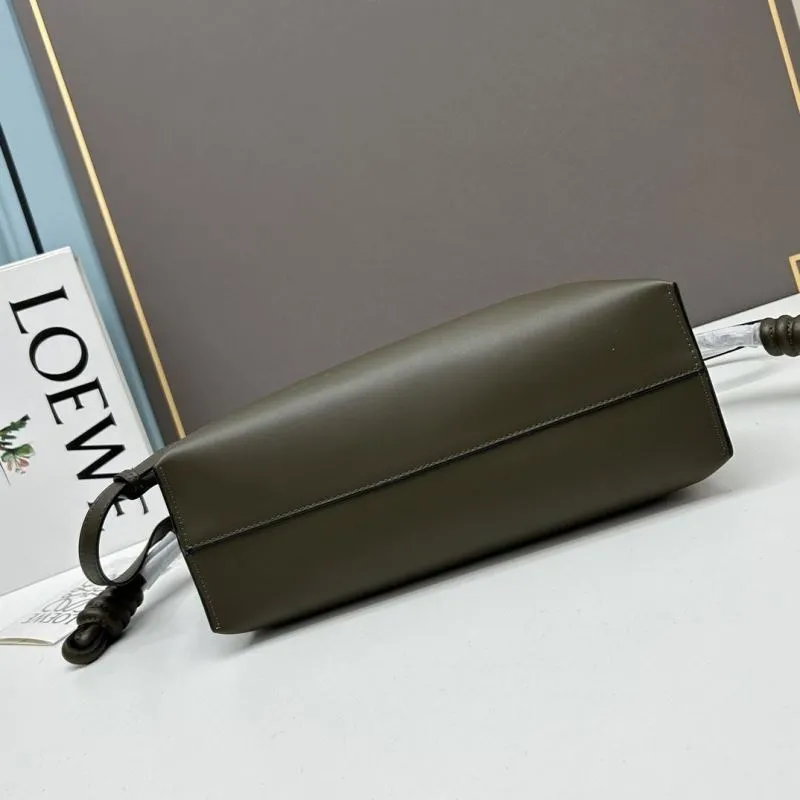 Loewe Olive Green Leather Satchel Bag S062 - Image 3