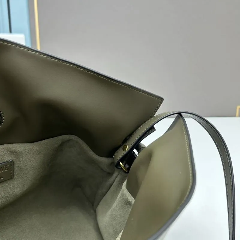 Loewe Olive Green Leather Satchel Bag S062 - Image 6