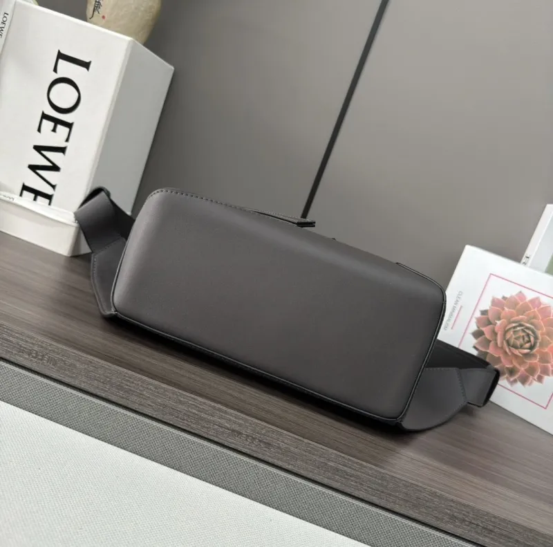 Loewe Gray Leather Waist Chest Pack - Image 4