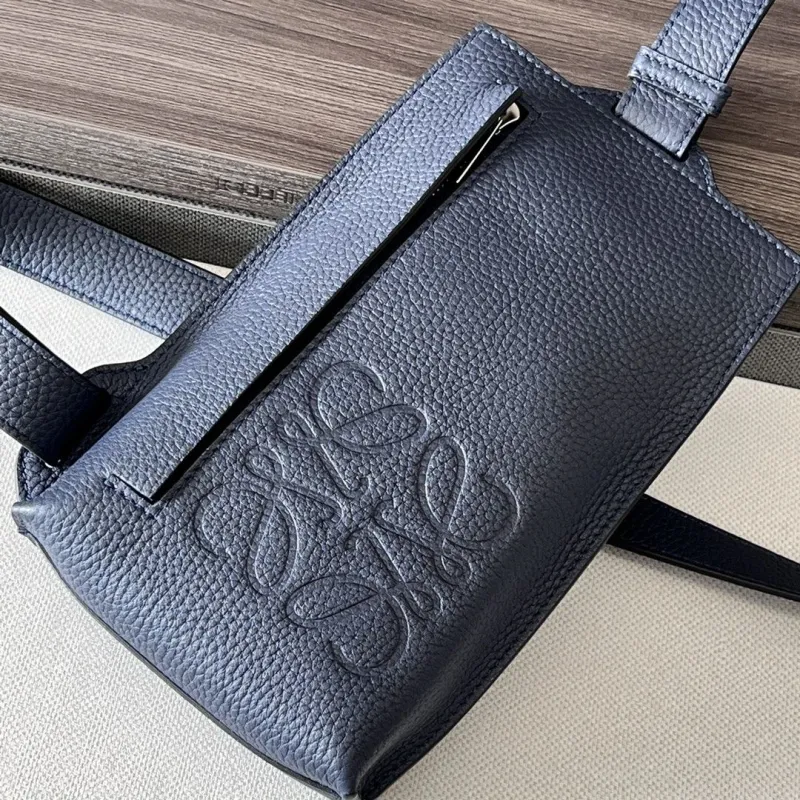 LOEWE Dark Blue Leather Crossbody Bag - Image 5