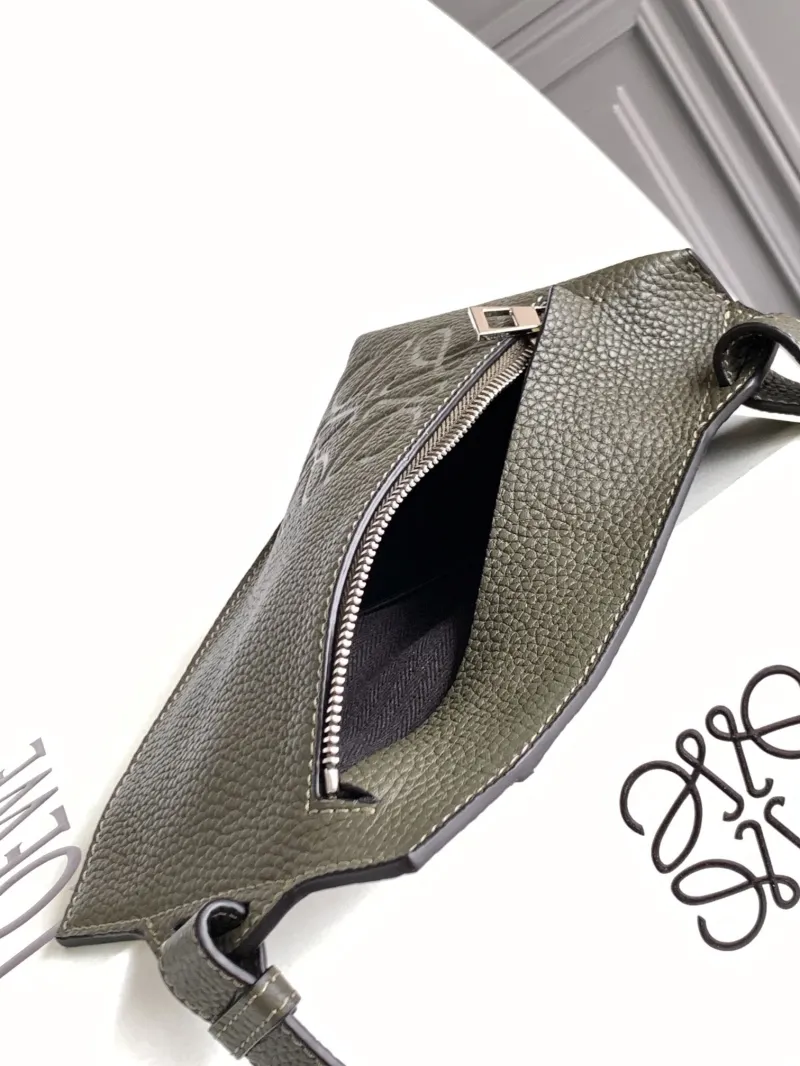 LOEWE Dark Green Leather Waist and Chest Pack - Image 8