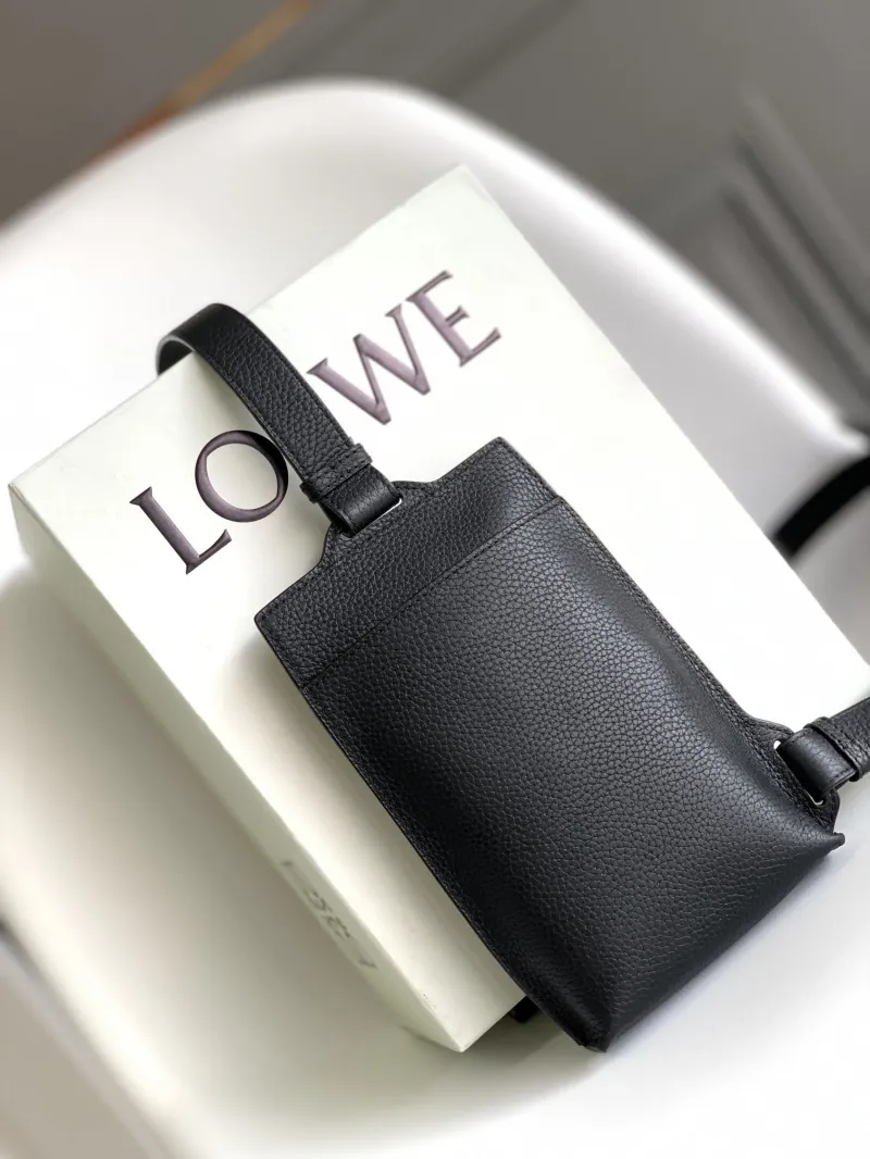 Loewe Black Leather Waist Chest Bag - Image 3