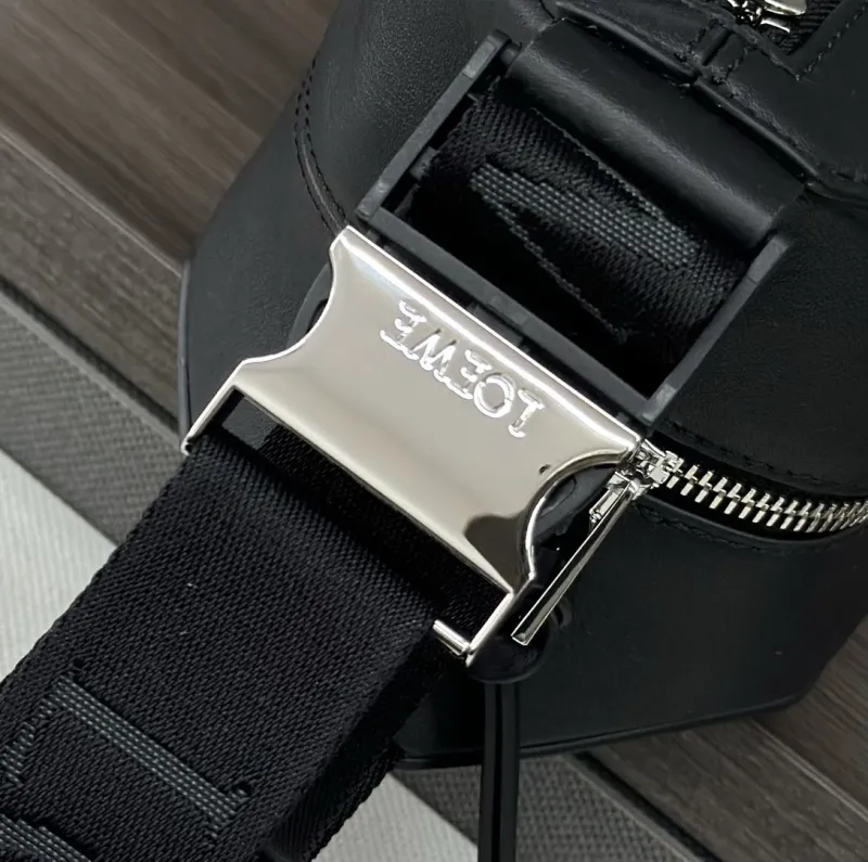 LOEWE Black Leather Waist Chest Sling Bag - Image 6