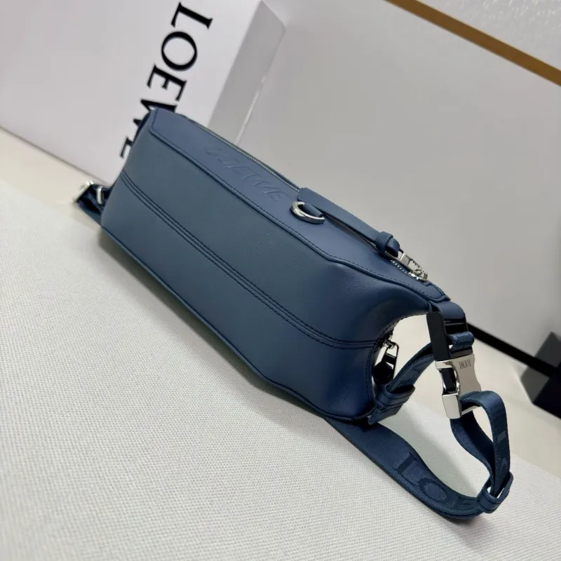 LOEWE Blue Leather Sling Waist Chest Bag - Image 5