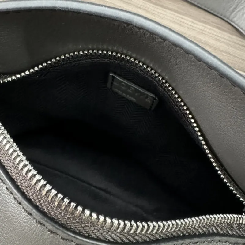 Loewe Dark Gray Leather Waist Chest Pack - Image 9