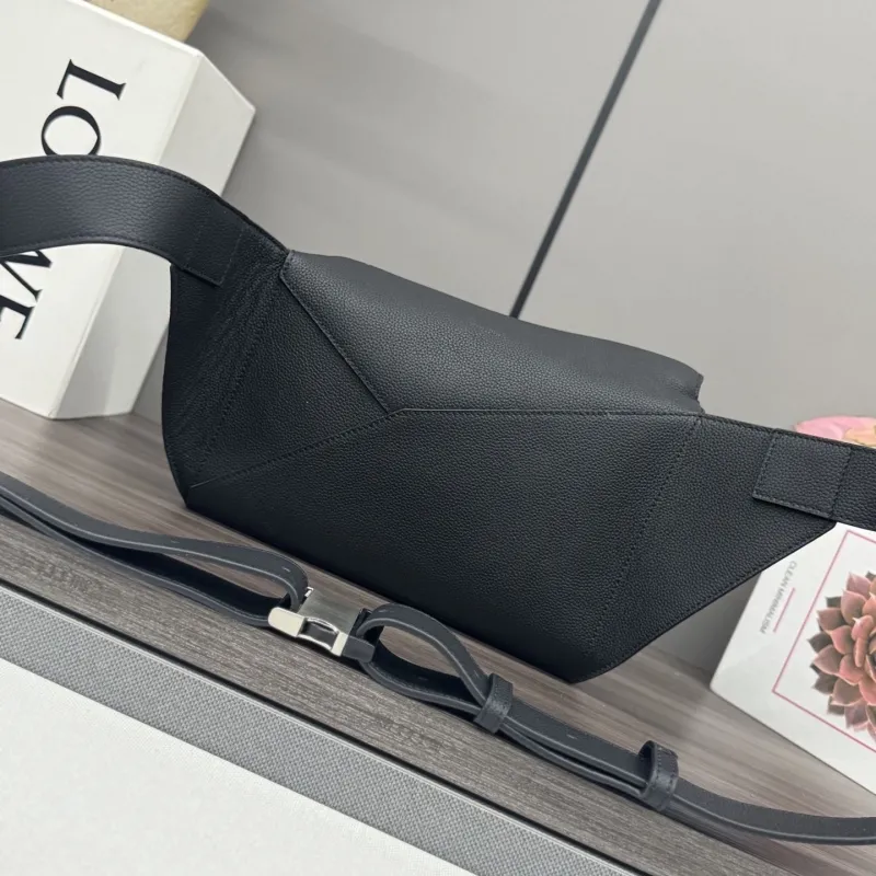 Loewe Black Leather Waist Chest Bag - Image 3
