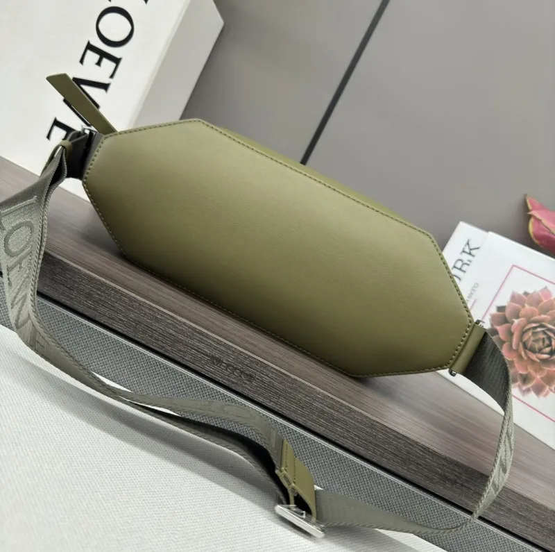 LOEWE Olive Green Leather Waist Bag - Image 3
