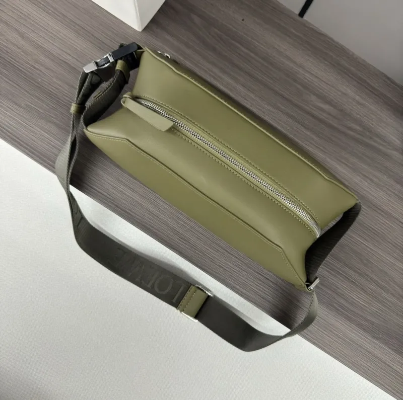 LOEWE Olive Green Leather Waist Bag - Image 4