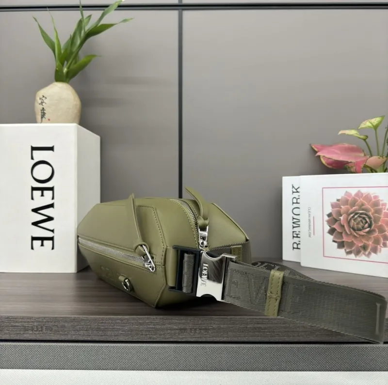 LOEWE Olive Green Leather Waist Bag - Image 6