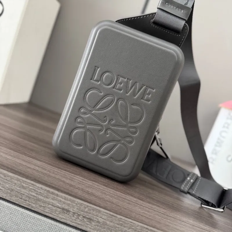 LOEWE Gray Leather Crossbody Chest Bag - Image 5