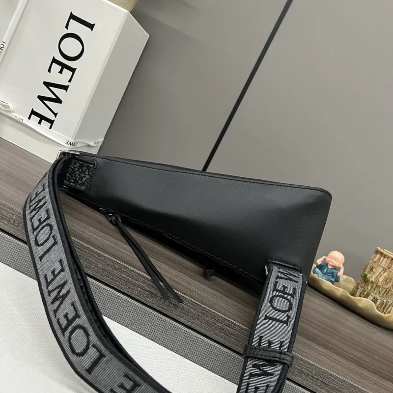 LOEWE Black Leather Chest Sling Bag - Image 3