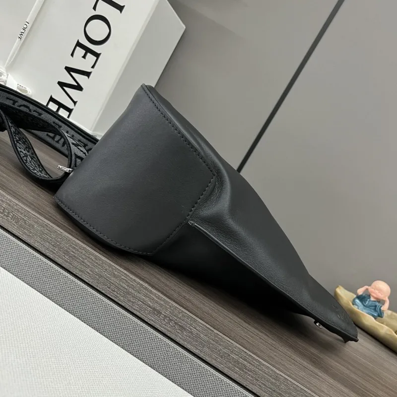 LOEWE Black Leather Chest Sling Bag - Image 7