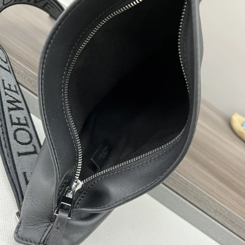 LOEWE Black Leather Chest Sling Bag - Image 8