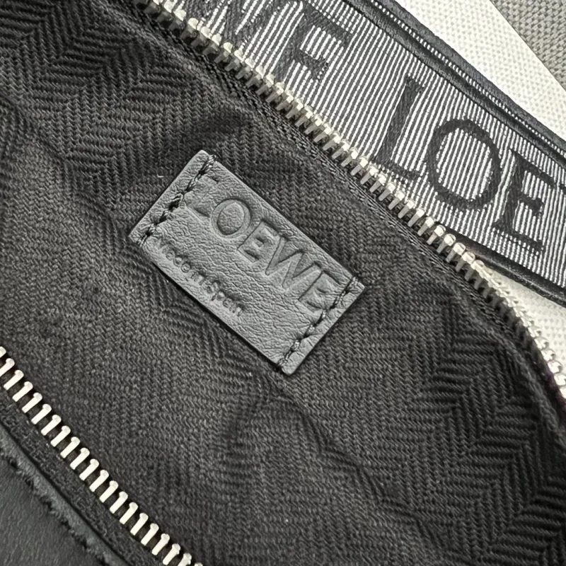 LOEWE Black Leather Chest Sling Bag - Image 9