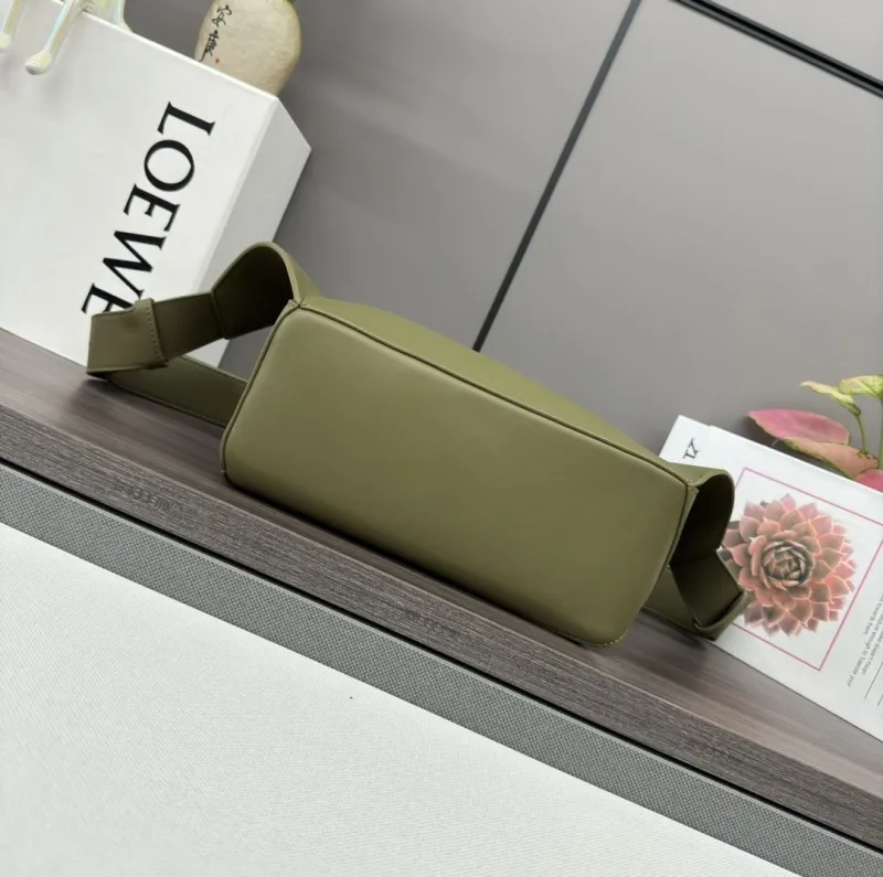 Loewe Olive Green Leather Waist Chest Pack - Image 4