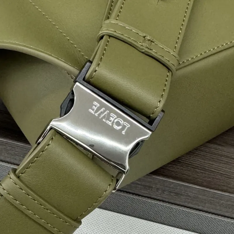 Loewe Olive Green Leather Waist Chest Pack - Image 7