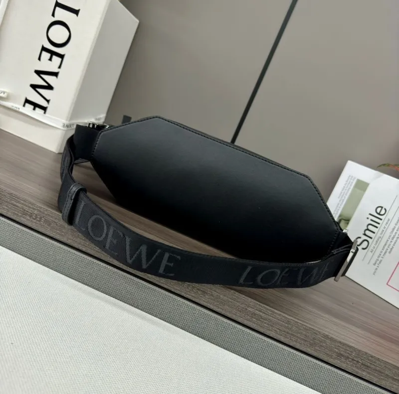 LOEWE Black Leather Waist Chest Sling Bag - Image 3