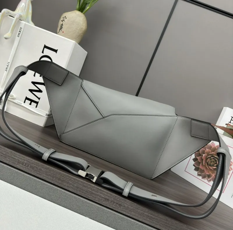 Loewe Gray Leather Sling Waist Chest Bag - Image 3