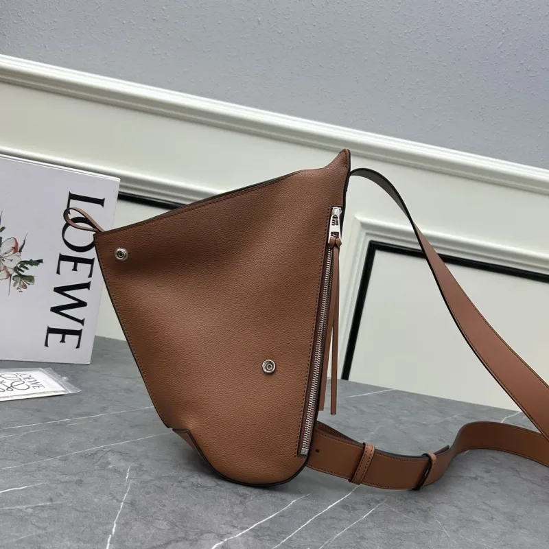 LOEWE Brown Leather Sling Bag S327 - Image 4