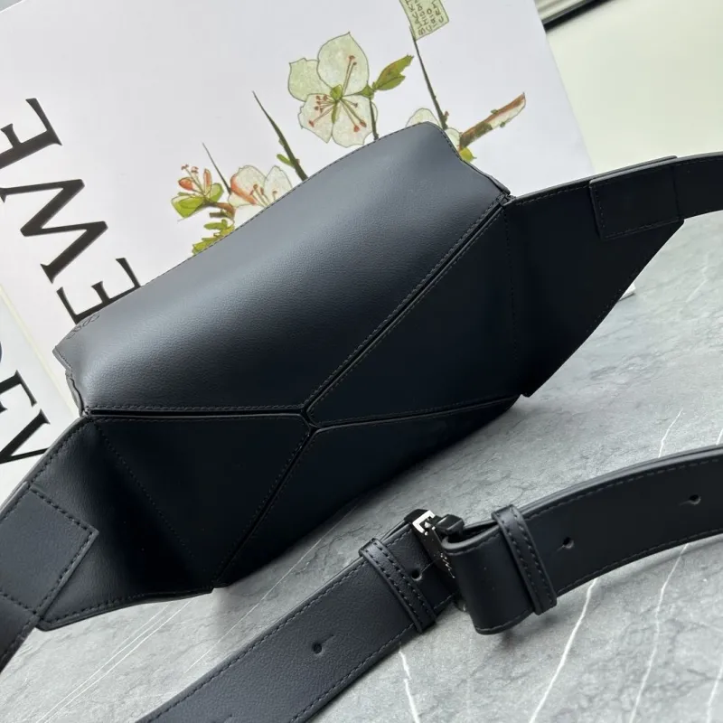 Loewe Black Leather Waist Chest Bag 052344 - Image 3
