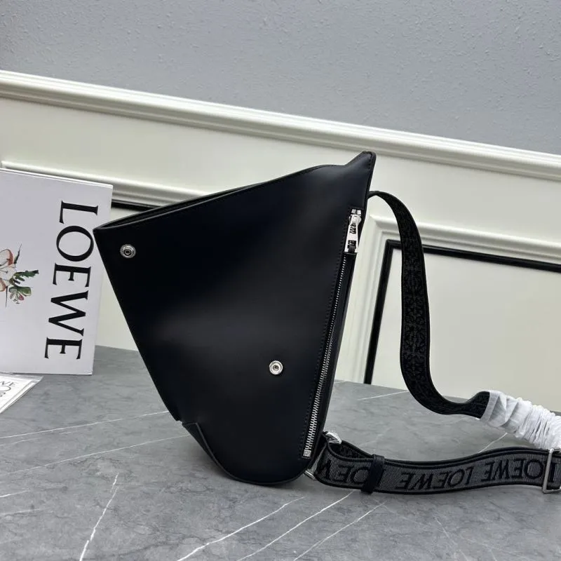 LOEWE Black Leather Sling Bag S327 - Image 4
